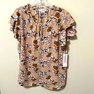 Liz Claiborne Women’s Blouse / Sweet Champagne Flo / Size L / Brand NWT